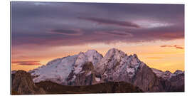 Gallery print Sunset over the Marmolada, Dolomites, South Tyrol - Italy