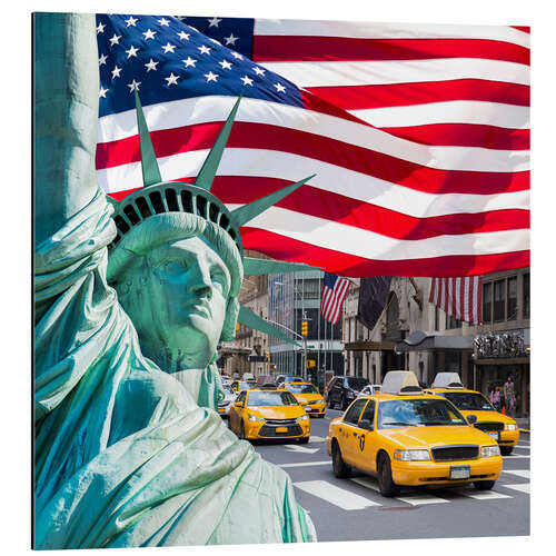 Alumiinitaulu USA Photo Collage with Statue of Liberty and Flag