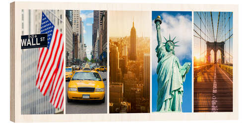 Trätavla New York City Panorama Photo Collage