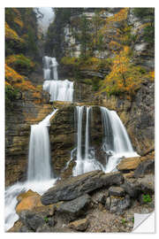 Selvklebende plakat Waterfall near Garmisch-Partenkirchen in Bavaria, Southern Germany