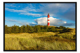 Gerahmter Kunstdruck Leuchtturm auf der Nordseeinsel Amrum