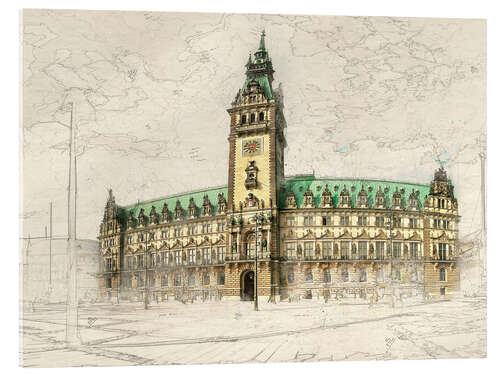 Acrylic print Hamburg, Rathaus