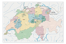 Póster  Switzerland - Map