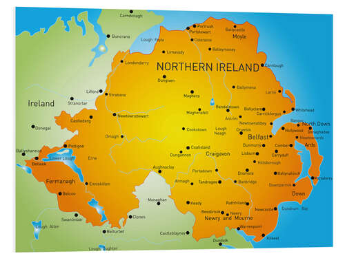 Foam board print Northern Ireland - Map