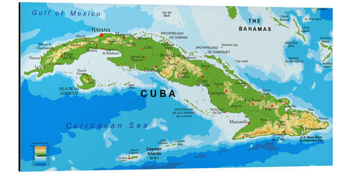 Aluminium print Map of Cuba