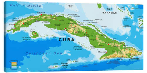 Canvas print Map of Cuba