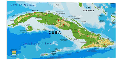 Foam board print Map of Cuba