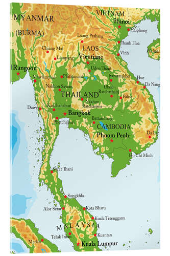 Obraz na szkle akrylowym Map of Thailand