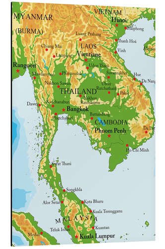 Alubild Landkarte von Thailand