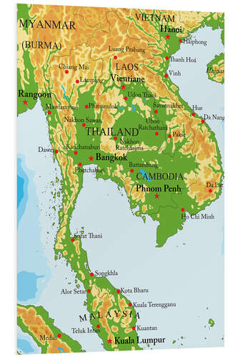 Foam board print Map of Thailand