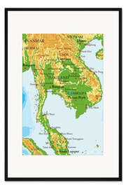 Gerahmter Kunstdruck Landkarte von Thailand