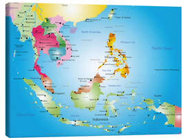 Lienzo  Mapa del Sur de Asia, antes de 2002
