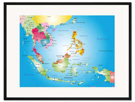 Gerahmter Kunstdruck Südostasien - Landkarte, vor 2002