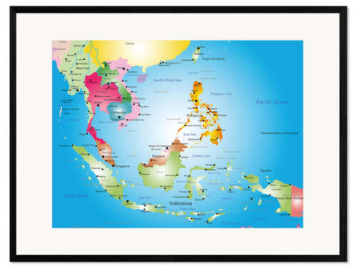 Impresión de arte enmarcada Mapa del Sur de Asia, antes de 2002