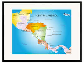 Plakat artystyczny premium w ramie Central America - Map