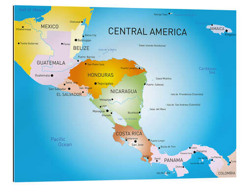 Quadro em plexi-alumínio Central America - Map