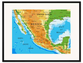 Gerahmter Kunstdruck Mexiko - Landkarte