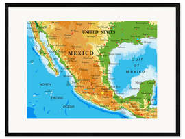 Plakat artystyczny premium w ramie Mexico - Map