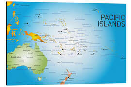 Aluminiumsbilde  Pacific Islands - Map