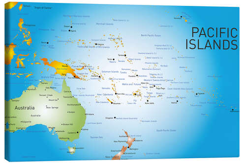 Canvas print Pacific Islands - Map