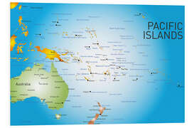 Cuadro de PVC Mapa islas del Pacífico (inglés)