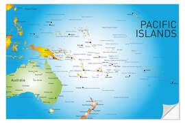 Sticker mural Carte des îles du Pacifique (anglais)