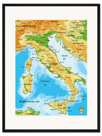 Gerahmter Kunstdruck Italien - Landkarte