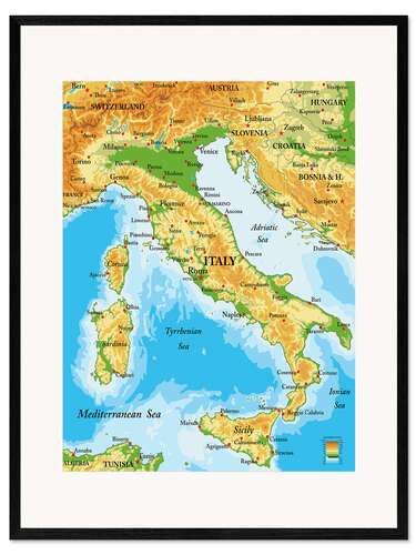 Plakat artystyczny premium w ramie Map of Italy