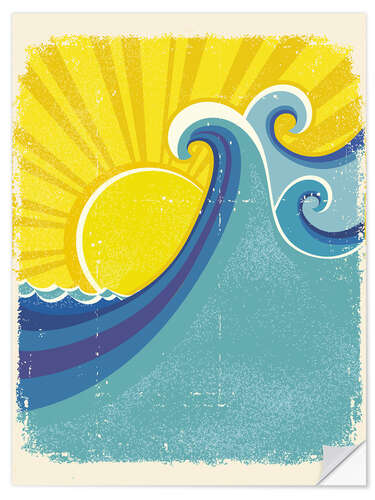 Selvklæbende plakat Sea waves in the sun