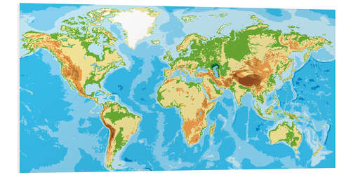 Tableau en PVC Carte du monde physique