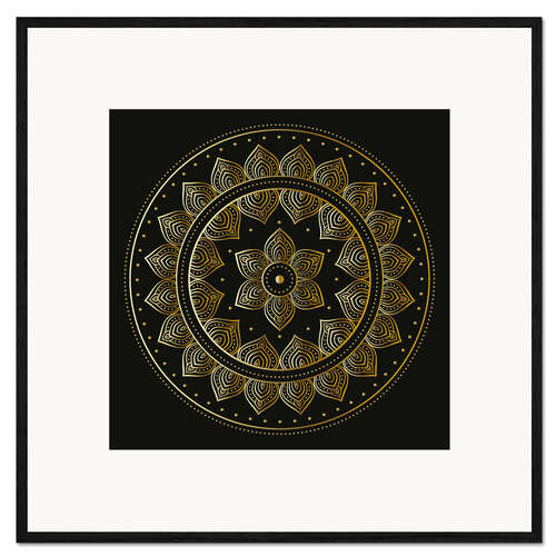 Framed art print Mandala on black