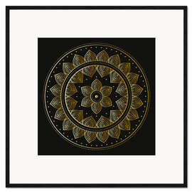 Ingelijste kunstdruk Mandala on black