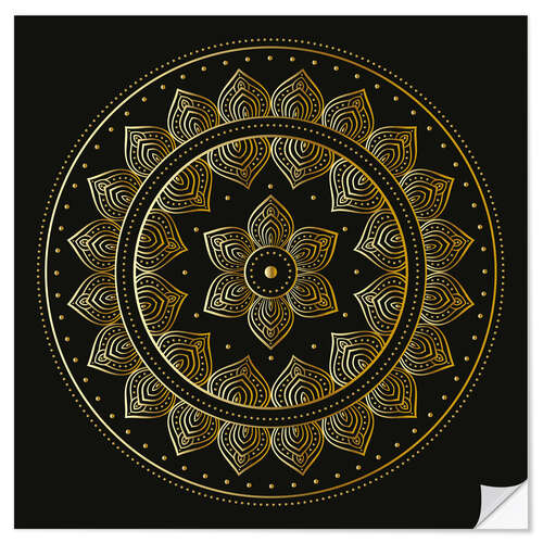 Naklejka na ścianę Mandala on black