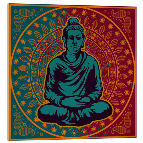 Tableau en verre acrylique Buddha on a Mandala