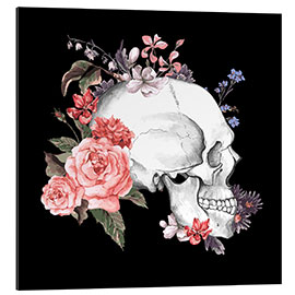 Tableau en plexi-alu Floral skull