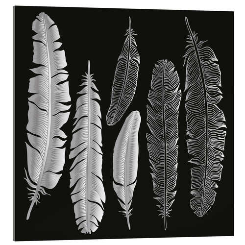 Akryylilasitaulu Feathers in silver