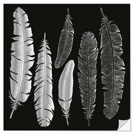 Vinilo para la pared Feathers in silver