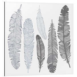 Quadro em alumínio Feathers on white