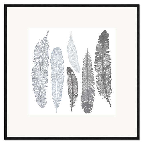Impression artistique encadrée Plume sur fond blanc