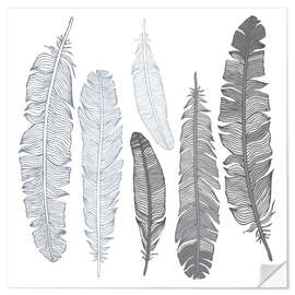 Naklejka na ścianę Feathers on white