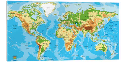 Tableau en plexi-alu Mappemonde (anglais)