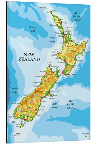 Alumiinitaulu New Zealand - Map