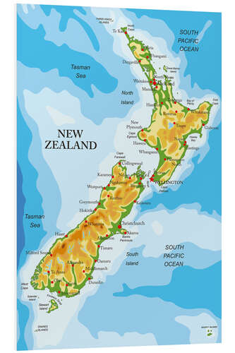 Foam board print Map of New Zealand