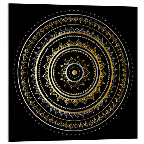 Quadro em plexi-alumínio Mandala no fundo negro