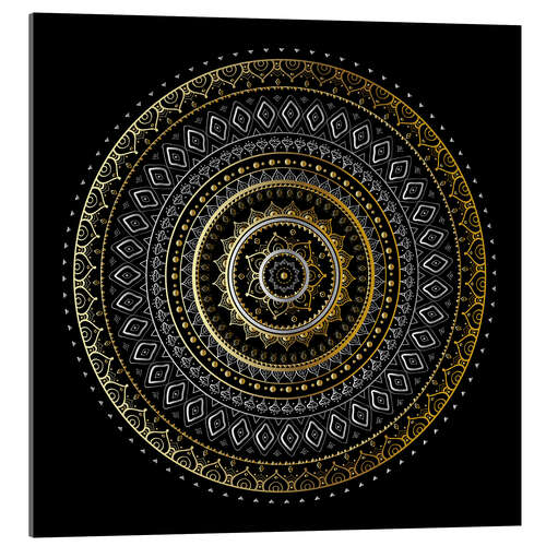 Acrylglasbild Mandala Gold/Silber