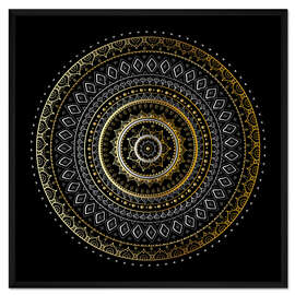 Gerahmter Kunstdruck Mandala Gold/Silber