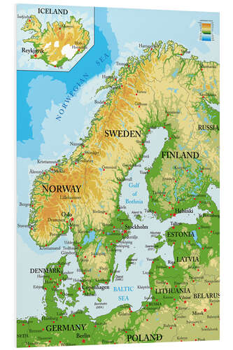 Foam board print Map of Scandinavia