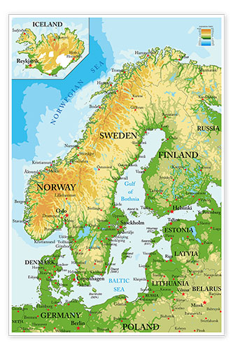 Plakat Map of Scandinavia