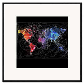 Ingelijste kunstdruk Triangular World Map