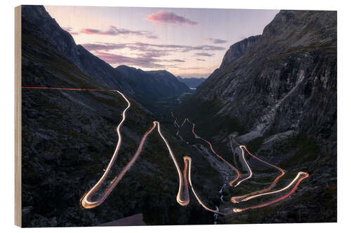 Tableau en bois Route de montagne Trollstigen en Norvège